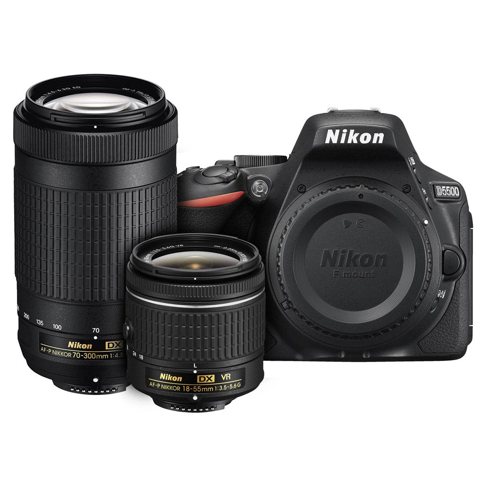 Nikon D5500 DX-format Digital SLR Dual Lens Kit w/ - Nikon AF-P DX NIKKOR 18-55mm f/3.5-5.6G VR & Nikon AF-P DX NIKKOR 70-300mm 