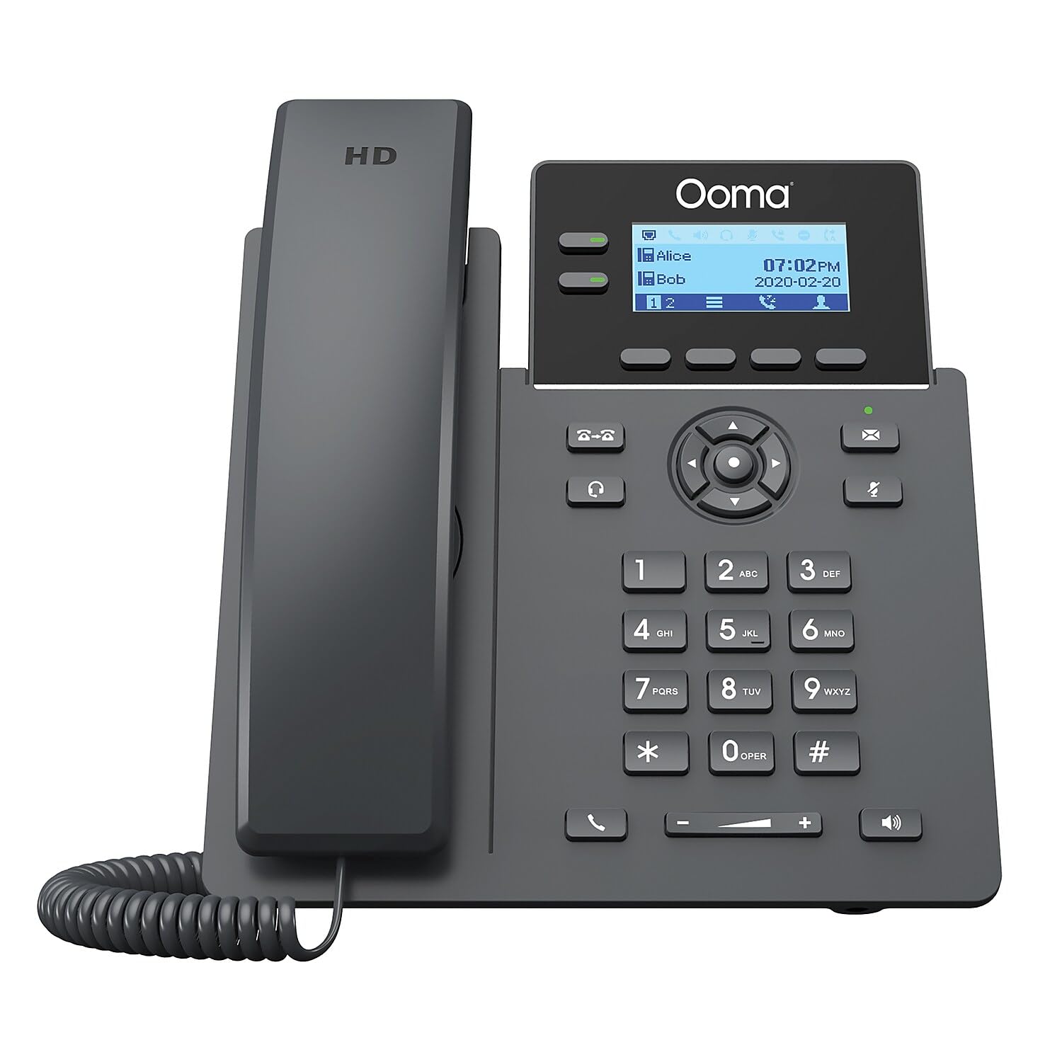 Ooma 2 Line Voip Phone With Digital Answering, Black (Ooma2602W)