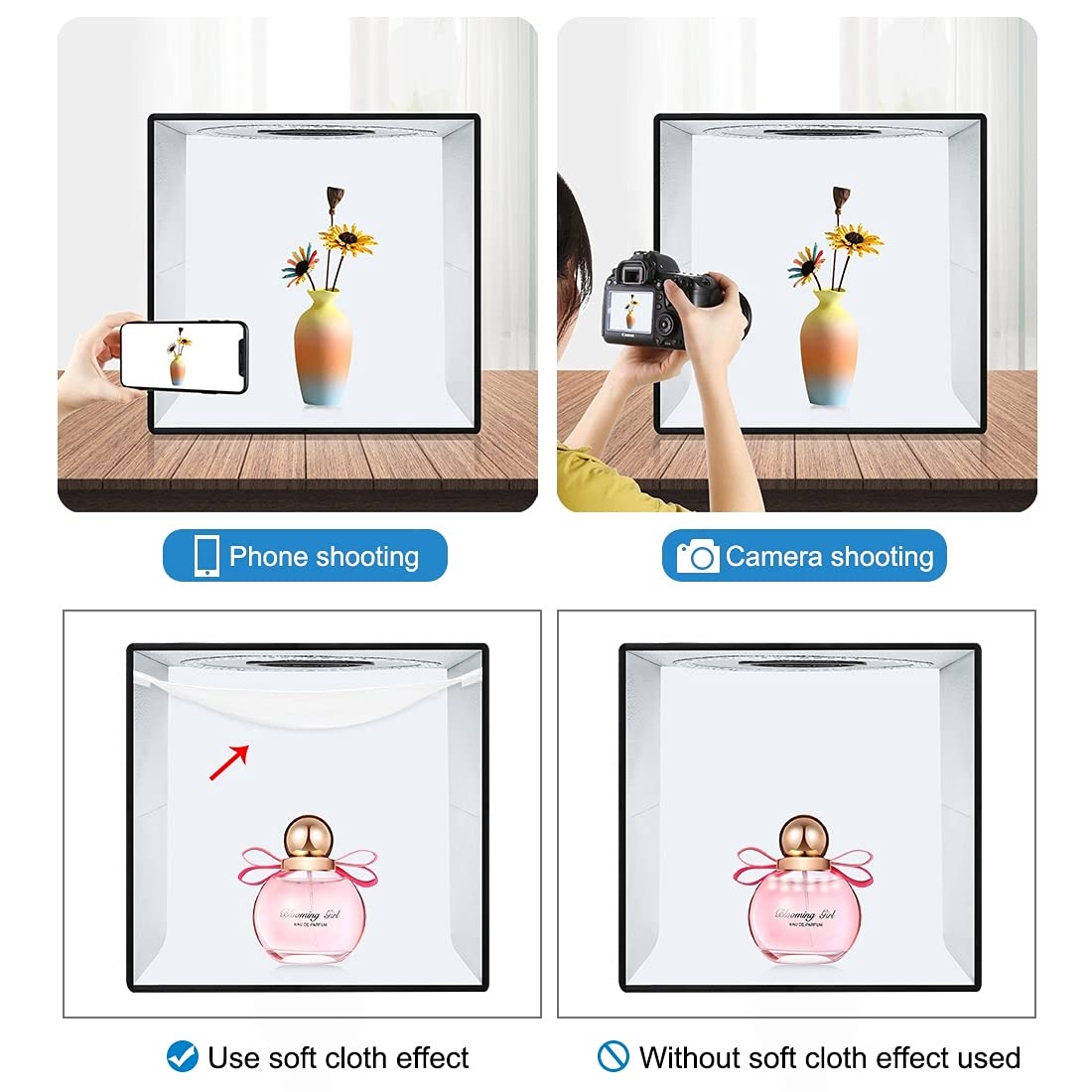 Puluz Light Box For Photography 16''X16'' Portable Photo Studio Lightbox Folding Photo Box, Adjustable White/Soft/Warm Light Wit