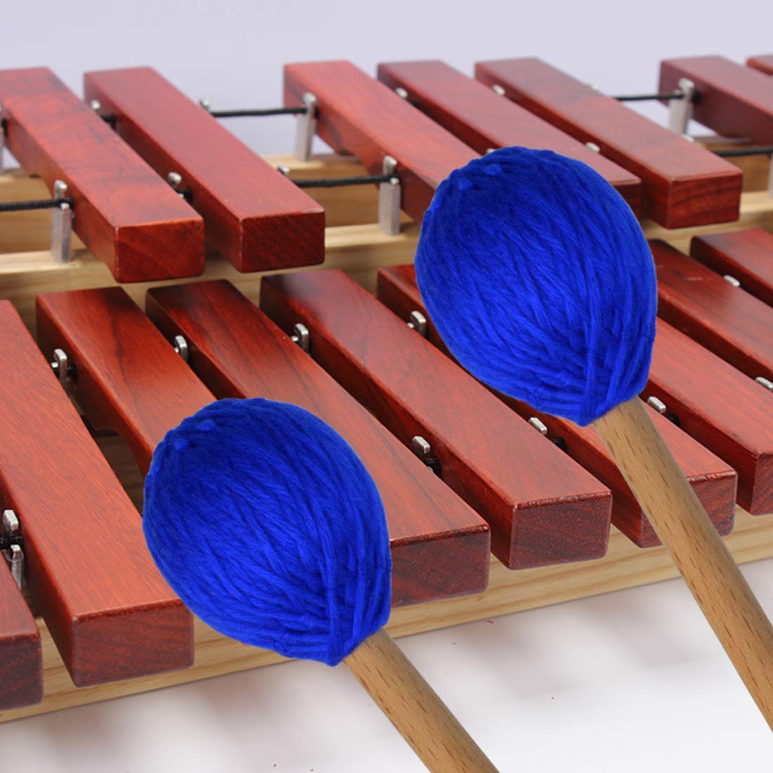 Yolyoo Medium Hard Yarn Head Keyboard Marimba Mallets With Maple Handles,Pack Of 2 Blue (Blue)