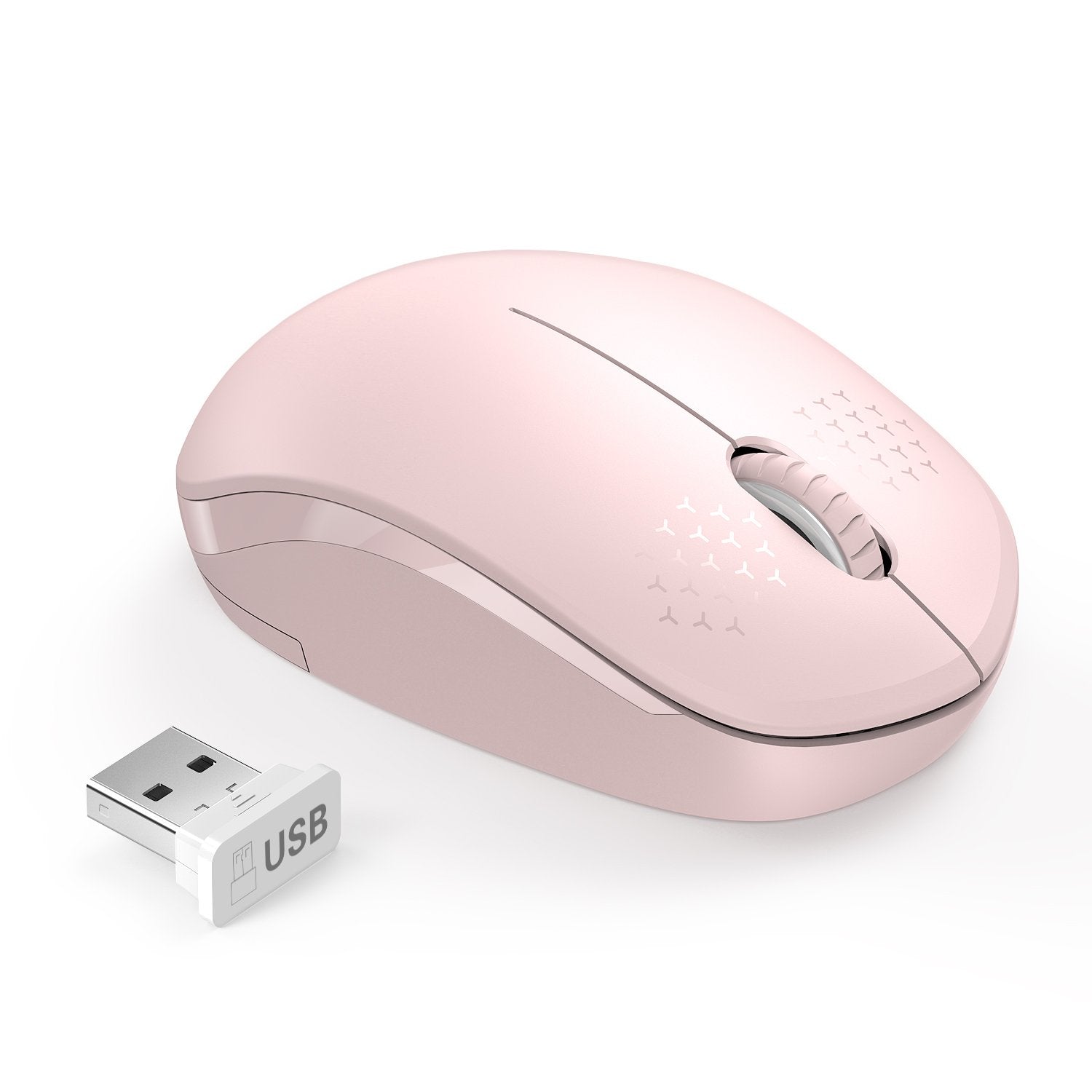 Seenda Wireless Mouse, 2.4G Noiseless Mouse With Usb Receiver Portable Computer Mice For Pc, Tablet, Laptop, Notebook With Windows System   Pink