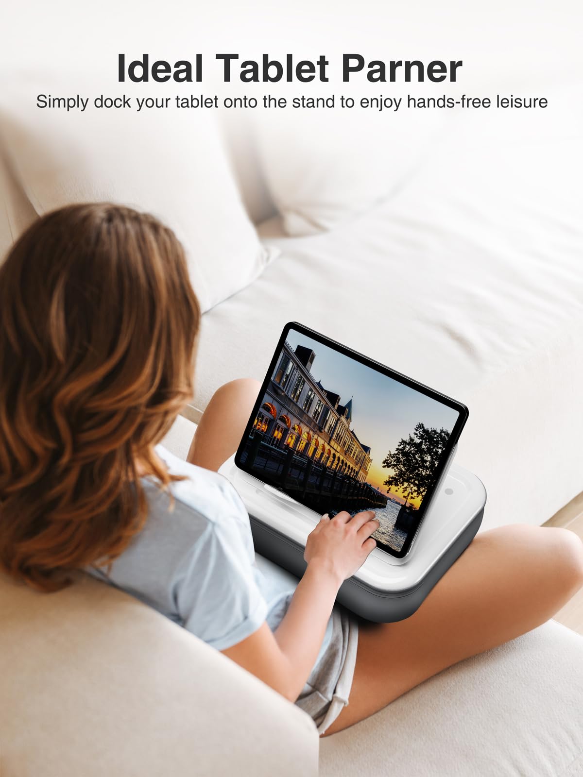 Elitehood Ipad Pillow Stand For Lap, Angle Adjustable Tablet Pillow Stand, Soft Cushion Ipad Holder For Bed Compatible With Laptop, Macbook, Ipad Pro Air Mini, Kindle, Books & 4 15.6'' Tablet, Grey