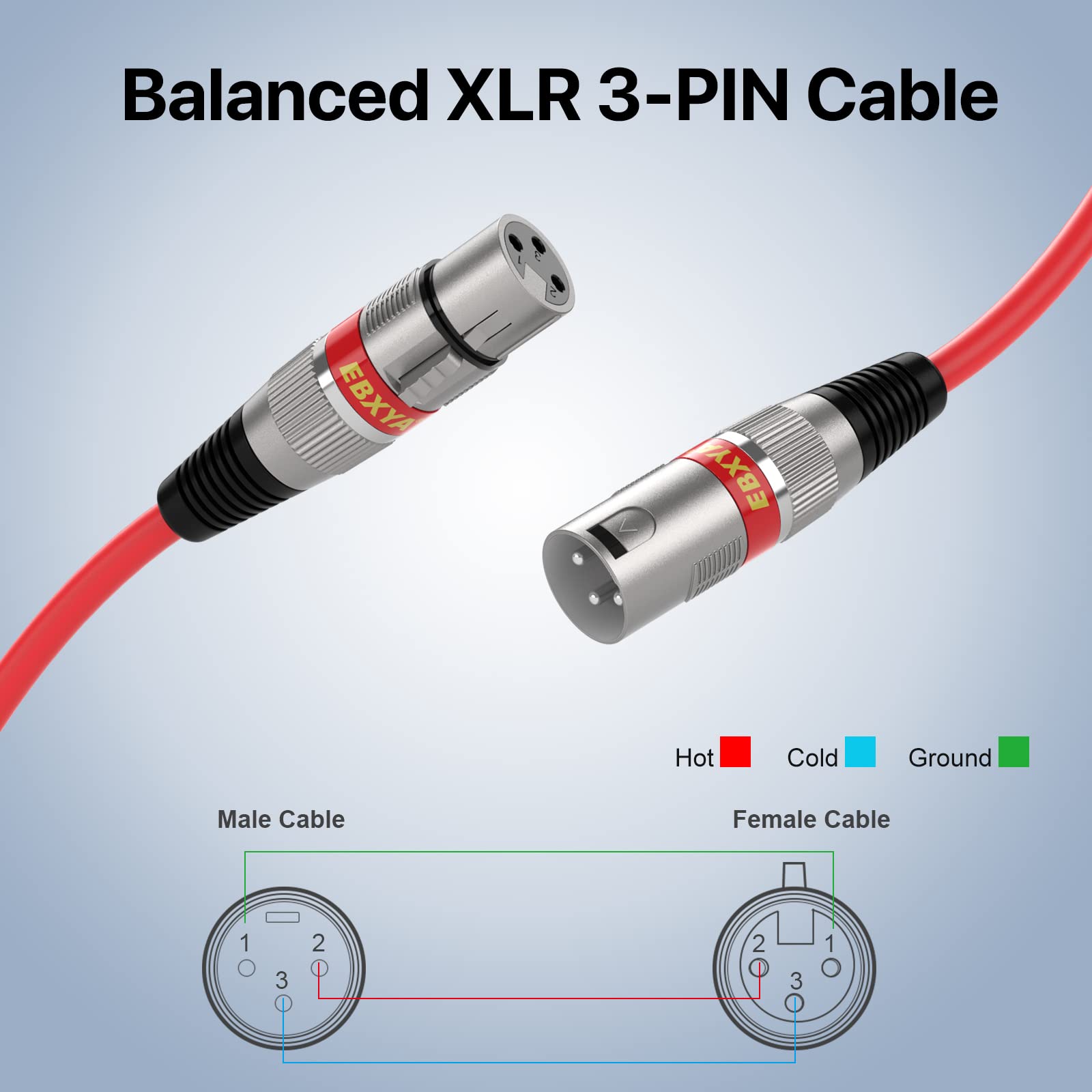 Ebxya Xlr Cable 2Ft 10 Pack 3 Pins Balanced Xlr Microphone Cable Male To Female Suitable For Audio Mixer, Speaker Systems, Radio