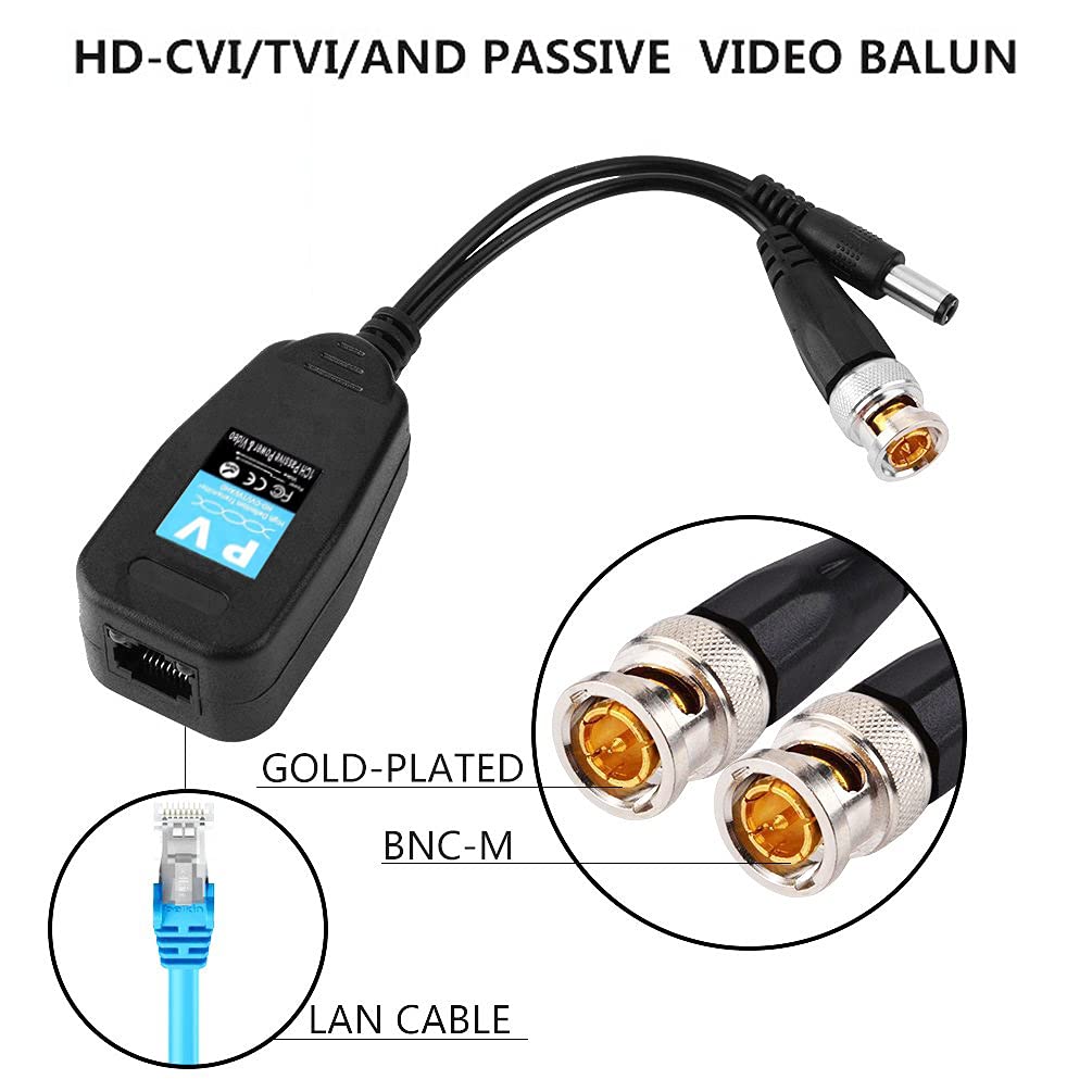 Passive Video Balun 12 Pairs Rj45 Transceiver Transmitter Hd Cvi/Tvi/Ahd/Cvbs With Dc Built In Transient Suppression Protection