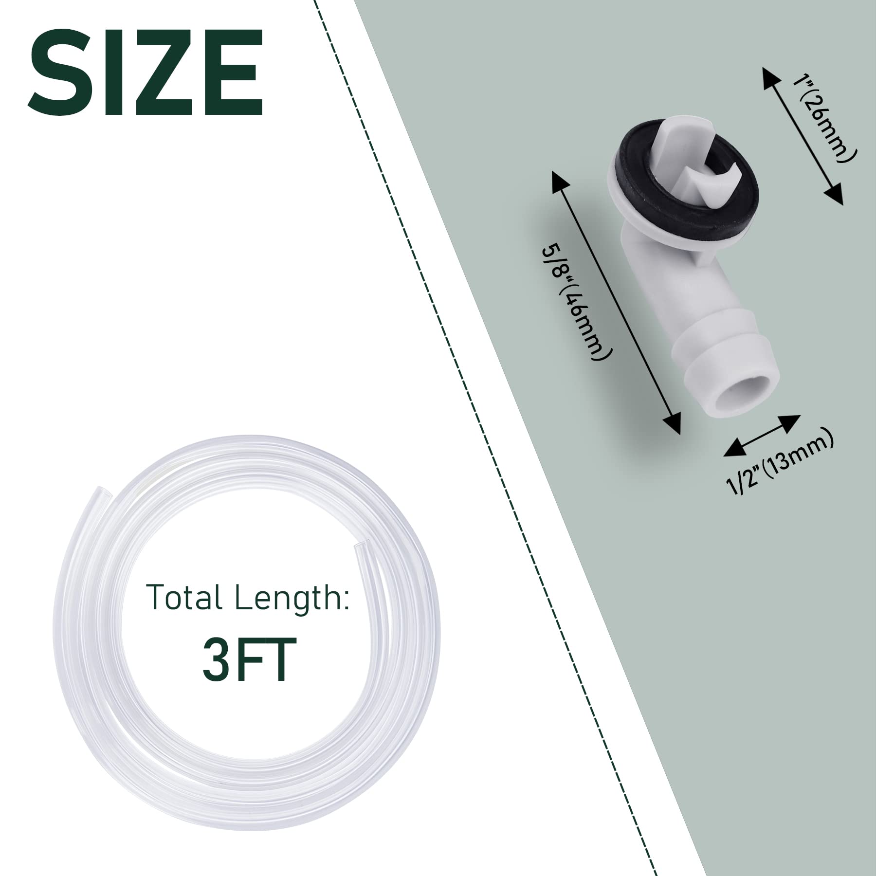 Flehomo Air Conditioner Drain Kit, 3 Feet Pvc Clear Vinyl Tubing & Clamps & 3/5 Inch Ac Drain Hose Connector Elbow Fitting With