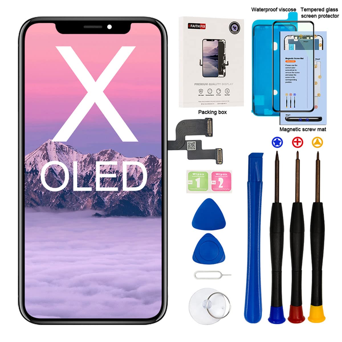 Efaithfix For Iphone X Screen Replacement Oled [Not Lcd] 5.8 Inch Display Digitizer 3D Touch Screen Frame Assembly With Repair T