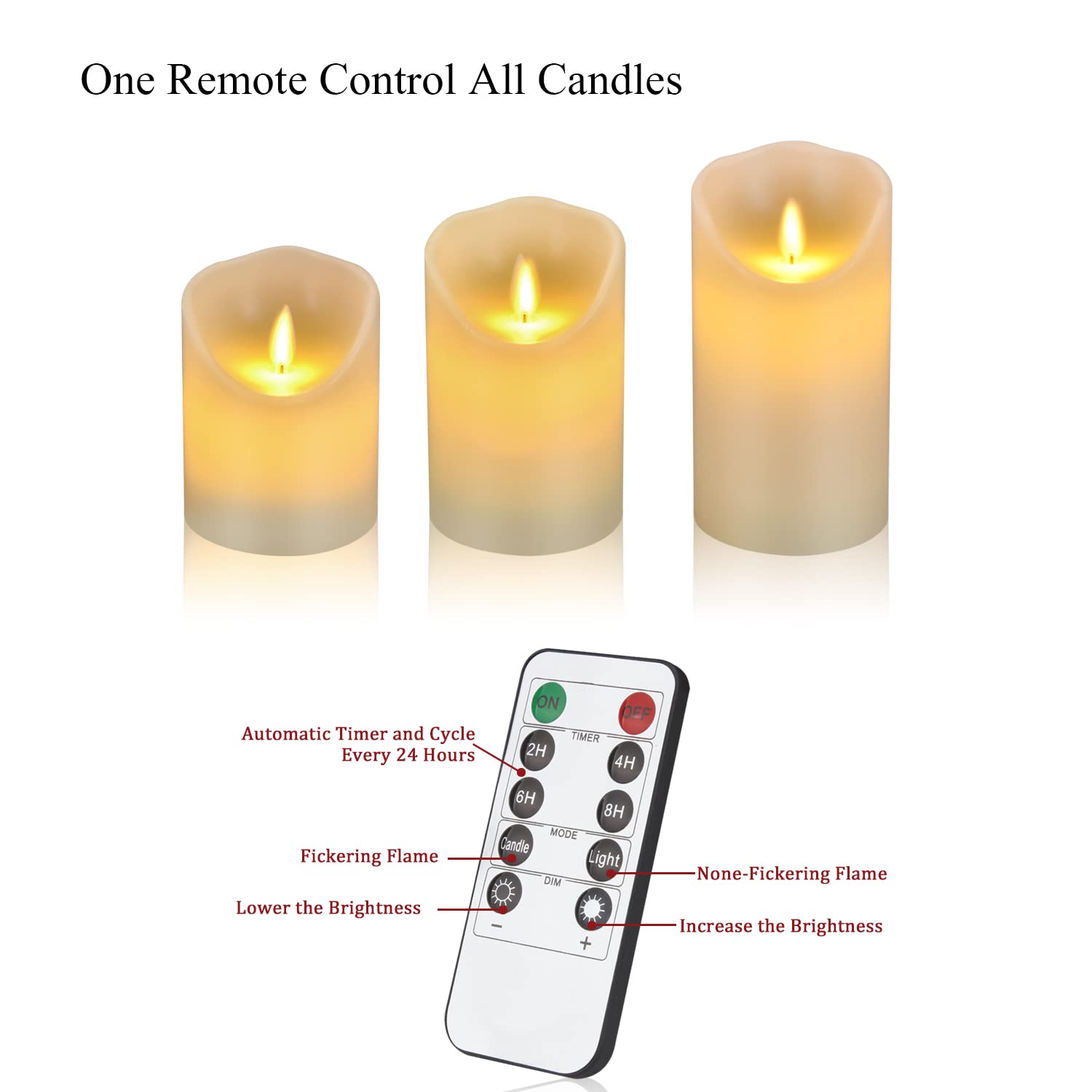 Antizer Flameless Led Candles 4 5 6 Set Of 3 Dripless Real Wax Pillars Include Realistic Flames And 10-Key Remote Control With 2