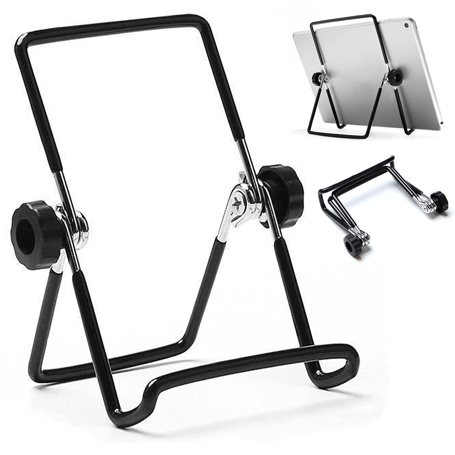 Voviggol Adjustable Tablet Stand Holder, Non Slip Foldable Holder Cradle Fit For 9 12.9' Tablets, Ipad, Samsung And Kindle Fire, Display Stand Picture Frame Stand For Photos (Large Black)