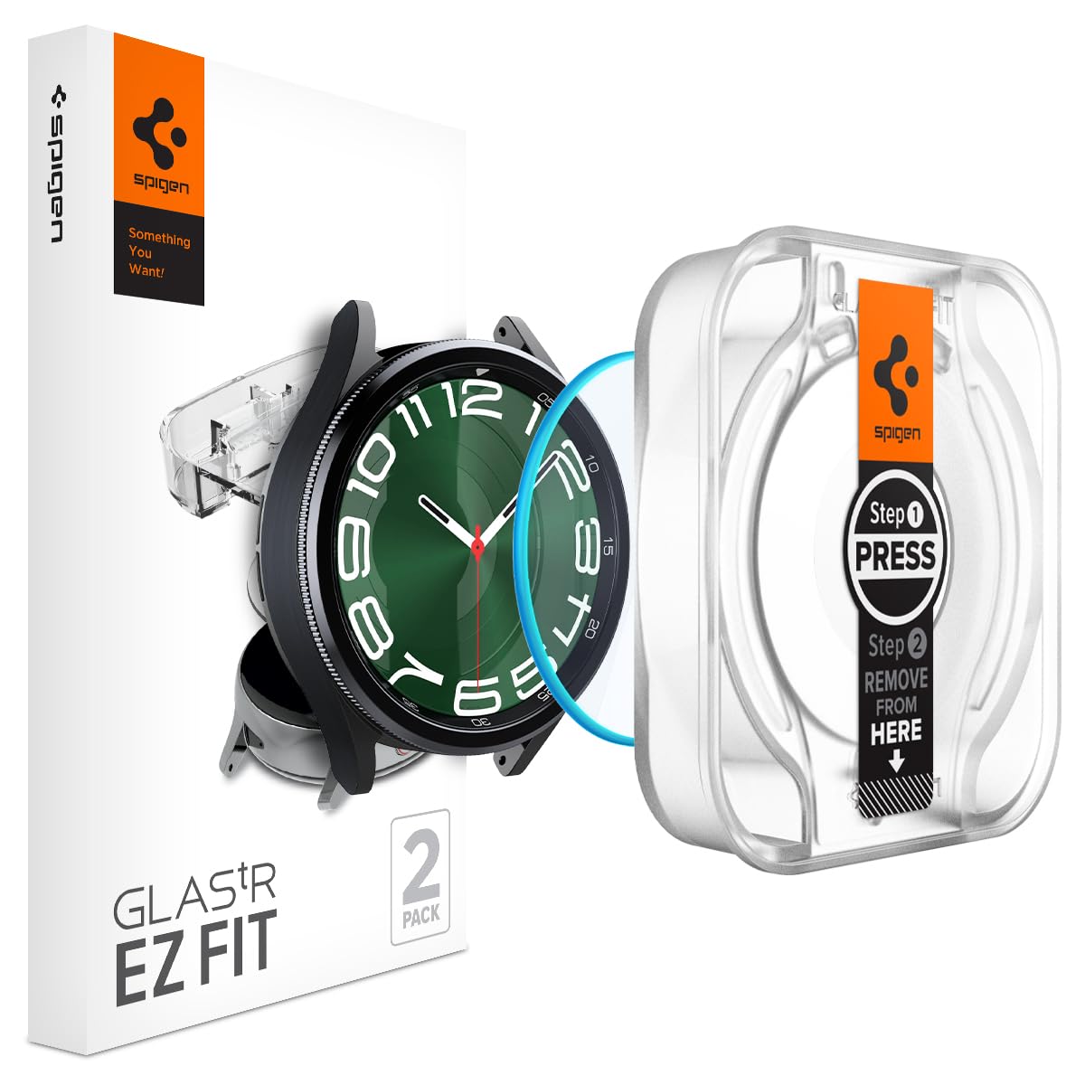 Spigen Tempered Glass Screen Protector Glastr Ez Fit] Designed For Galaxy Watch 6 Classic (47Mm)   2 Pack