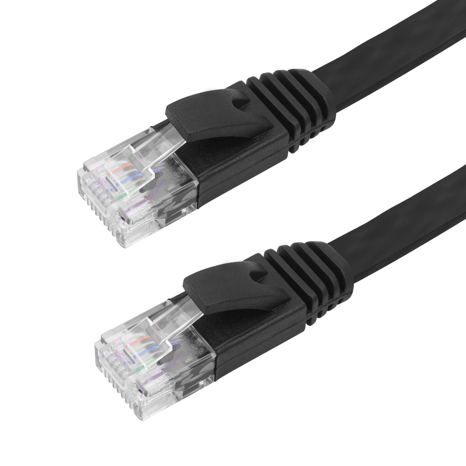 Rexus Retractable Cat 6 Flat Ethernet Network Cable 3.3 & 6.6 Ft Combination, 10 Gigabit High Speed Lan Wires Internet Patch Cab
