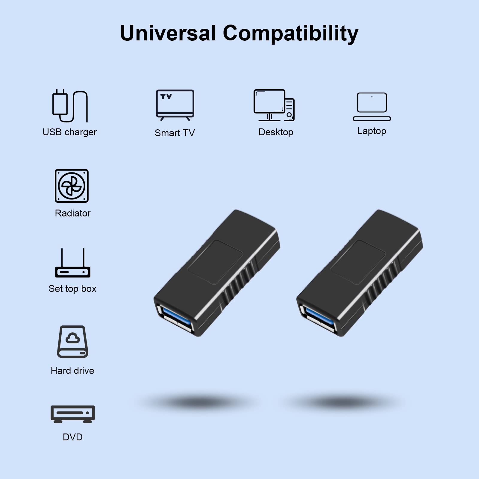 Superspeed Usb 3.0 Coupler Adapter Type A Female To Female Bridge Extension Connector By Oxsubor(2Pcs)