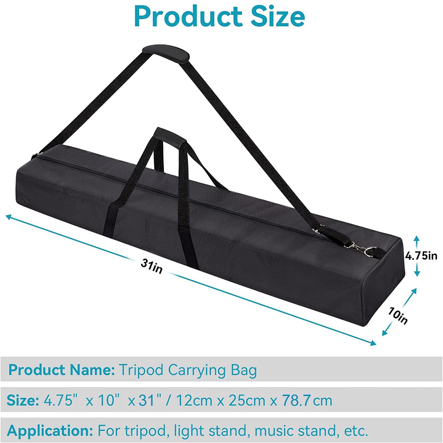 Oukmic Tripod Carrying Bag, 31'' Long Carry Case For Speaker Stands, Light/Lighting Stand, Mic/Microphone Poles   With Adjustabl