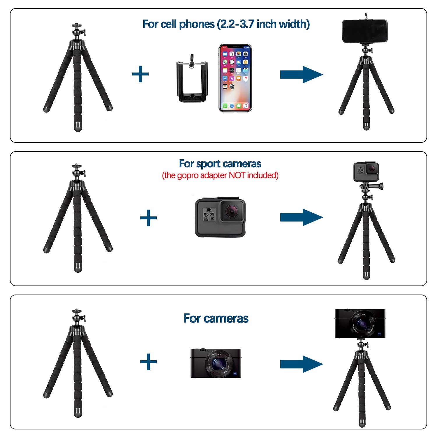 Phone Tripod Mini Flexible Cellphone Camera Tripod Stand Holder With Remote And Universal Clip For Iphone 15 14 13 12 Pro Max 11 Mini 10 Xr X Android Octopus Tripods Iphone Stand Video Recording