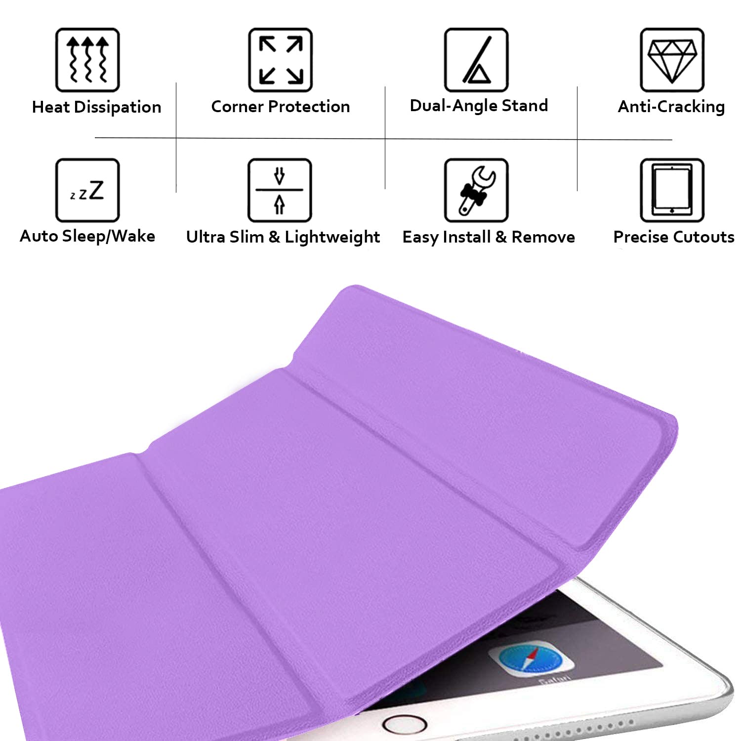 Durasafe Cases For Ipad 5 2017 / Ipad 6 2018 9.7 Inch A1893 A1954 A1822 A1823 Slim Lightweight Protective Frosted Pc Dual Angle