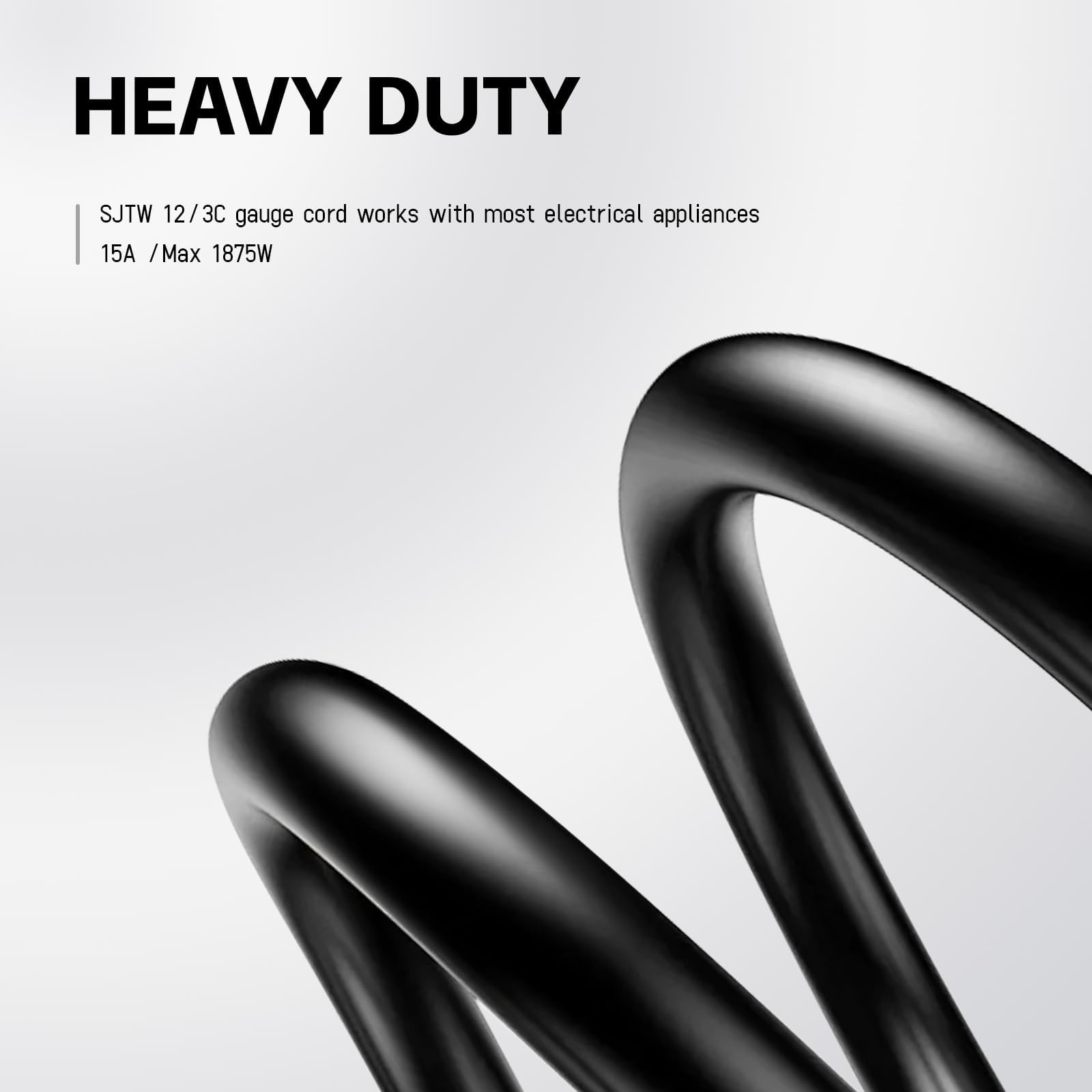 Ep 25 Ft Outdoor Extension Cord, 12/3 Sjtw Heavy Duty Waterproof Power Cable, 3 Prong Grounded Plug, Lighted End, For Lawn, Gard