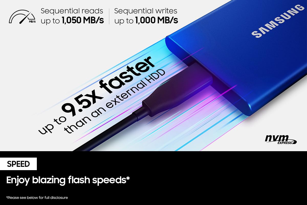 Samsung T7 Portable Ssd 500Gb   Up To 1050Mb/S   Usb 3.2 External Solid State Drive, Gray (Mu Pc500T/Am)