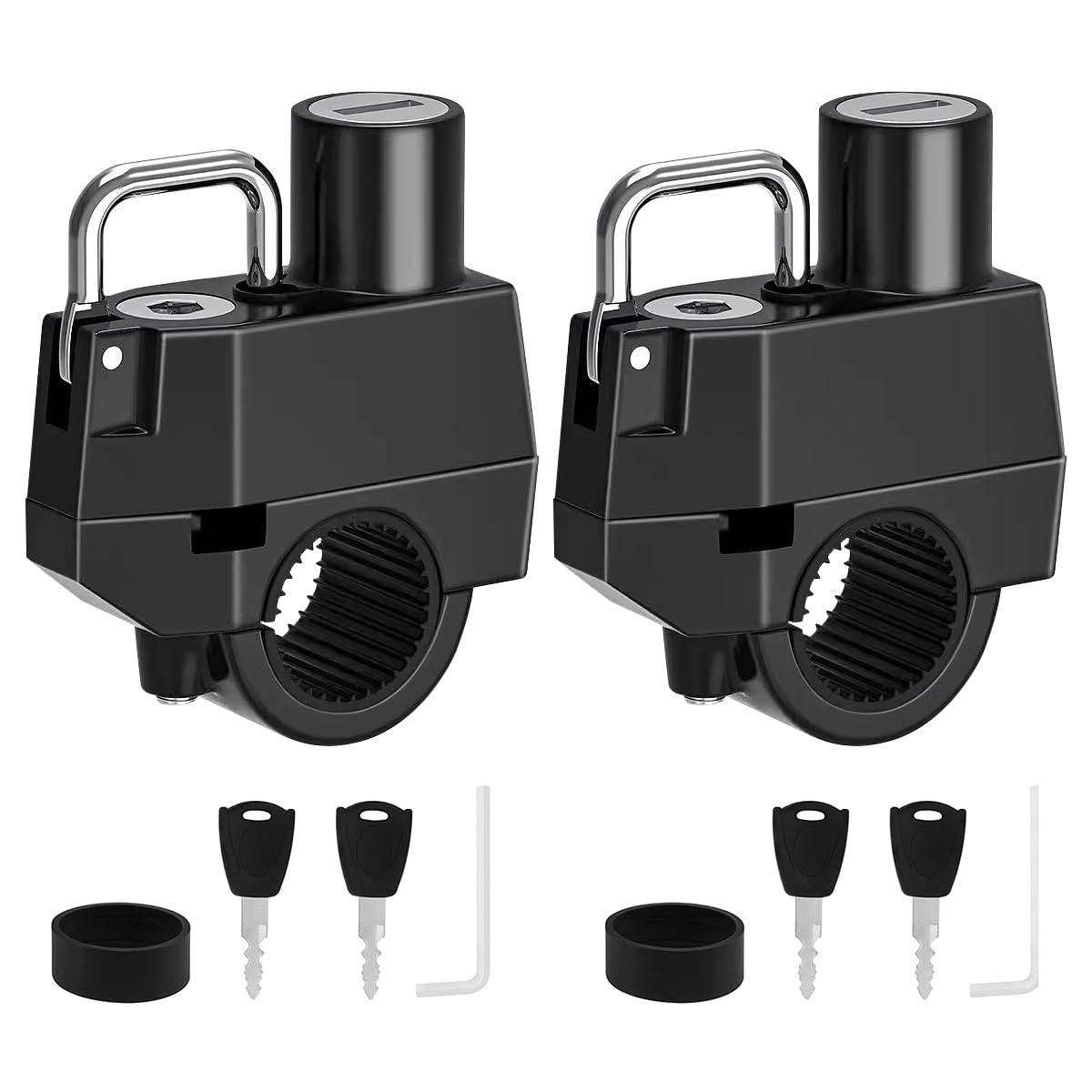 Windance 2Pcs Motorcycle Helmet Lock, 7/8'' 1'' Motorbike Helmet Lock, Anti Theft Helmet Security Lock With 2 Keys Fit For Motor