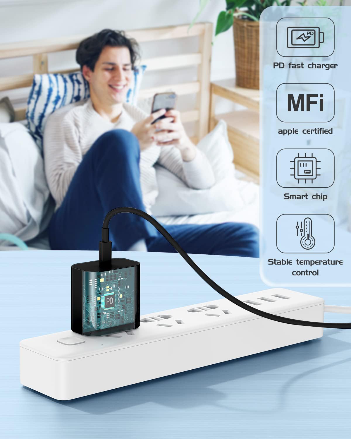 Susnwere Iphone 14 13 12 Charger Fast Charging, 2 Pack 20W Fast Pd Usb C Wall Charger Adapter With 3Pack 6Ft Usb C To Lightning Cable (Mfi Certified) For 14/14 Plus/14 Pro/14 Pro Max/13/ Black