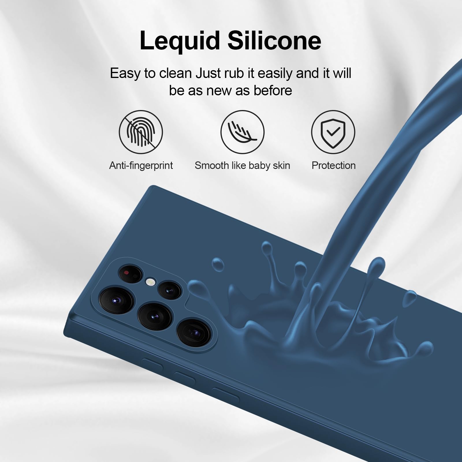 Giiyoon Silicone Case Compatible With Samsung Galaxy S22 Ultra 5G, Full Body Silky Soft Touch Phone Case With Camera Protection,