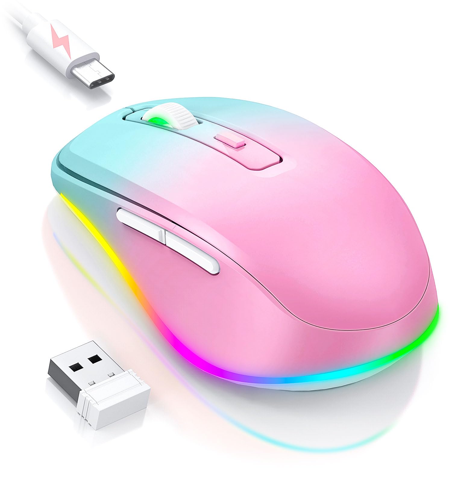Wireless Mouse Jiggler   Led Wireless Mice With Build In Mouse Jiggler Mover, Rechargeable Moving Mouse For Computer With Undete