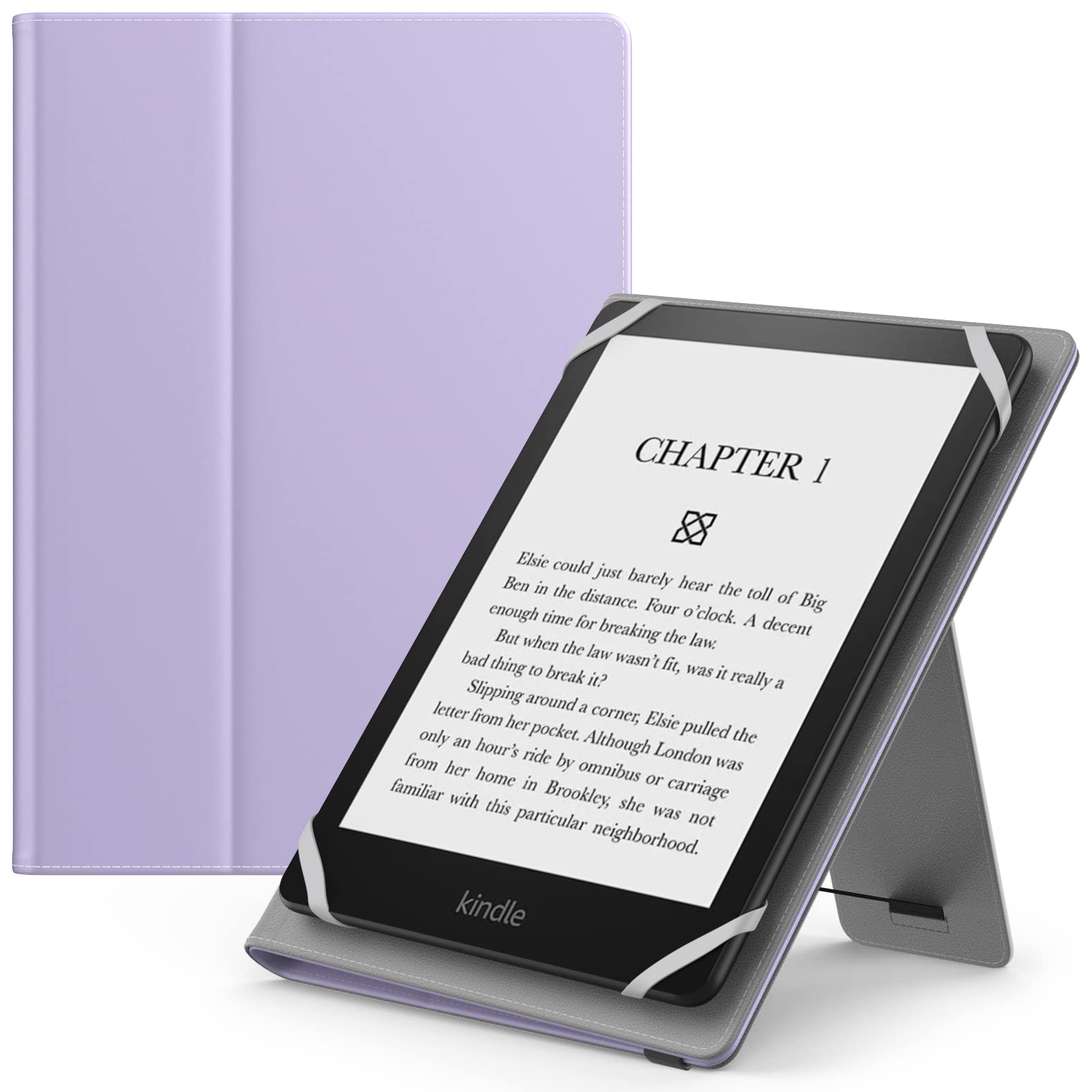 MoKo Universal Case for 6',6.8',7' eReaders Tablet, Lightweight PU Leather Case with Hand Strap and Kickstand for 6 7 Inch Kobo/Voyaga/Lenovo/Sony/Tolino E Book Tablet, Taro Purple