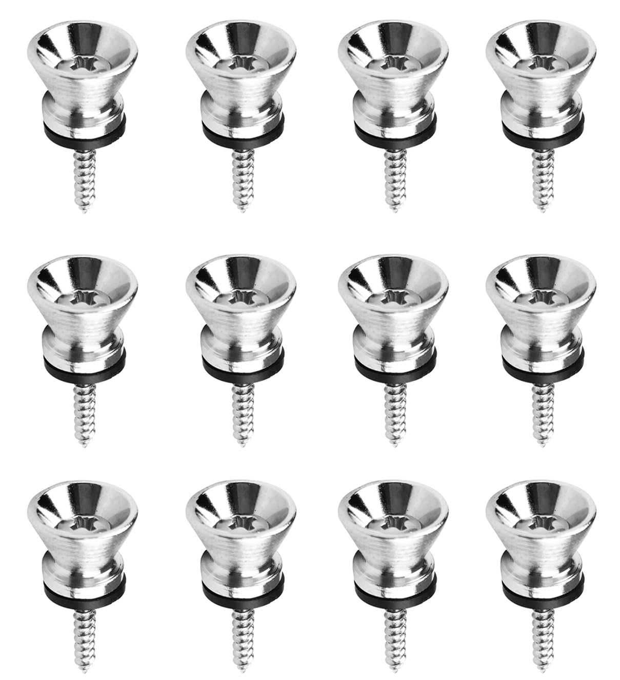 TUOREN Chrome Guitar Strap Lock Buttons Metal End Pins with Mounting Screws For Acoustic Classical Electric Bass Guitar Ukulele 