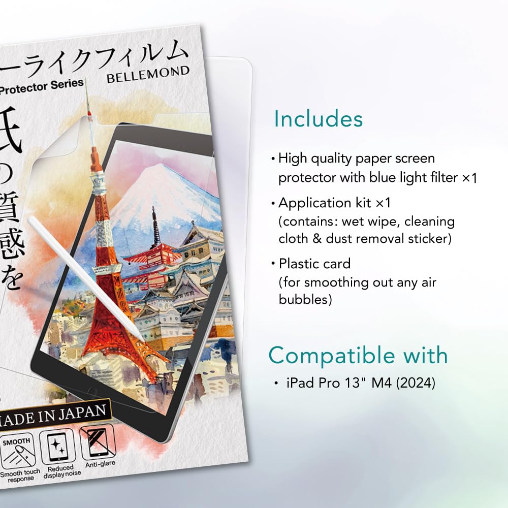 Bellemond Blue Light Cut Paper Screen Protector C/W Ipad Pro 13'' M4 (2024)   Write, Draw & Sketch With The Apple Pencil As If U