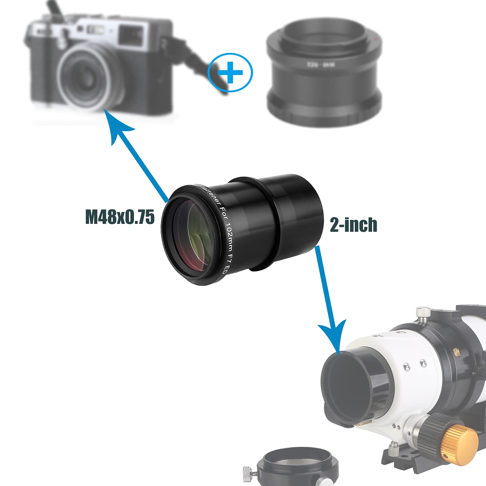 Svbony Focal Reducer, M54X1 Field Flattener, Telescope Accessory For Sv503 102Mm Ed Telescope