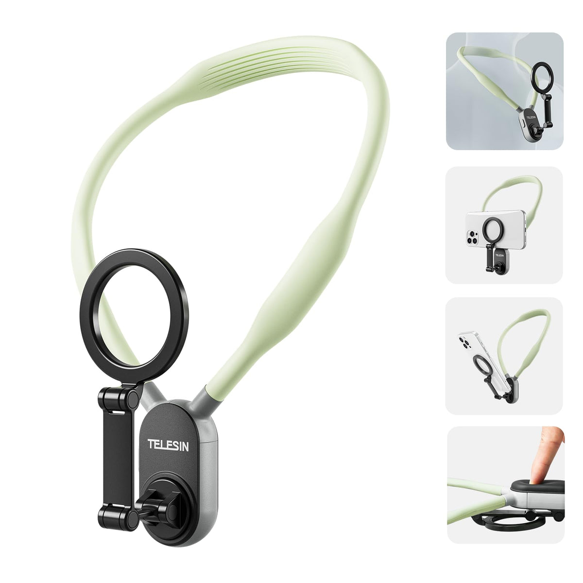 Telesin Magnetic Neck Mount For Phones, Cell Phone Holder Stand Hanging On Neck Pov/Vlog Selfie Hand Free Necklace Phone Strap V