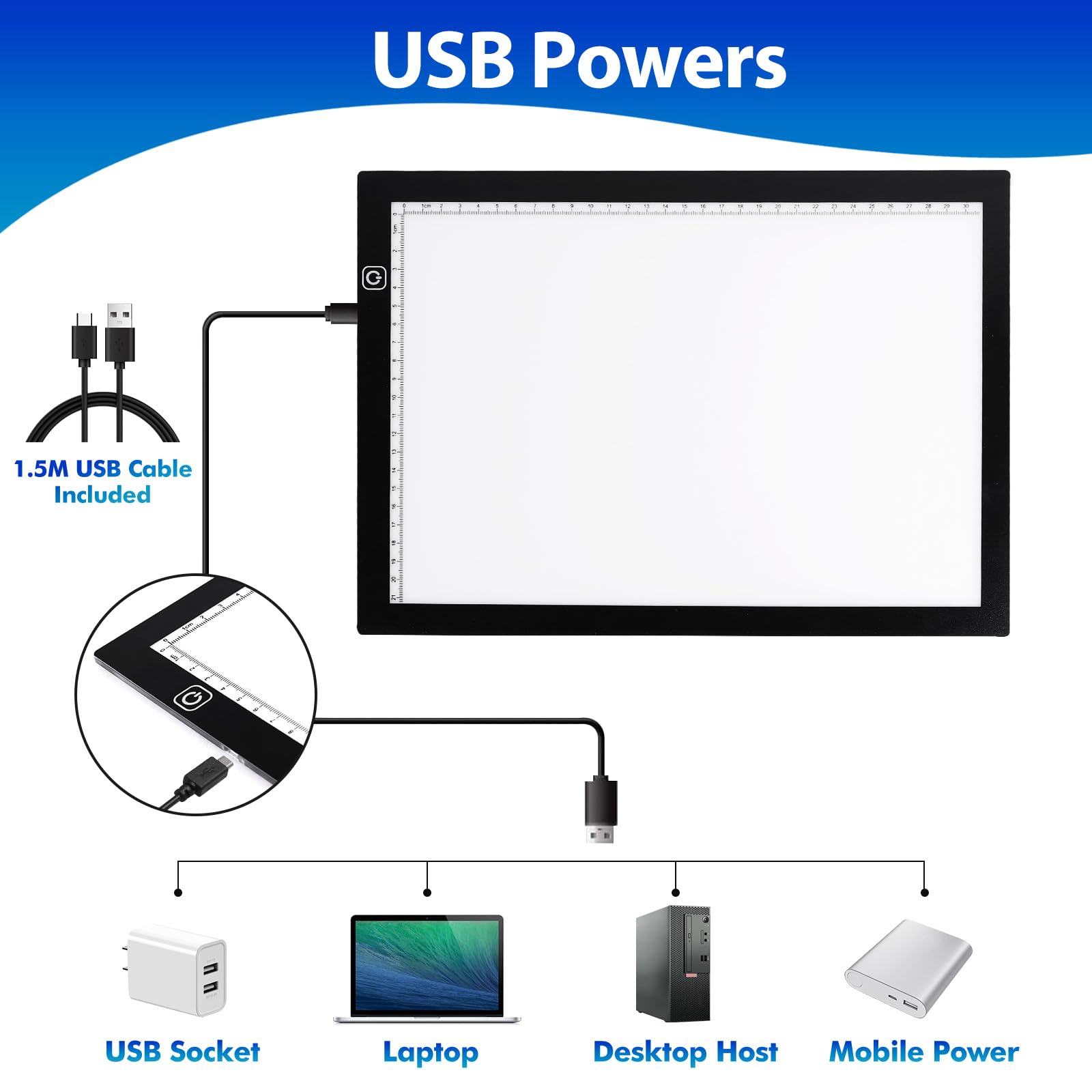 Dorhui A4 Light Pad For Weeding Vinyl, Led Copy Board Light Tracing Box Ultra-Thin Adjustable Usb Power For Vinyl Weeding Tools,