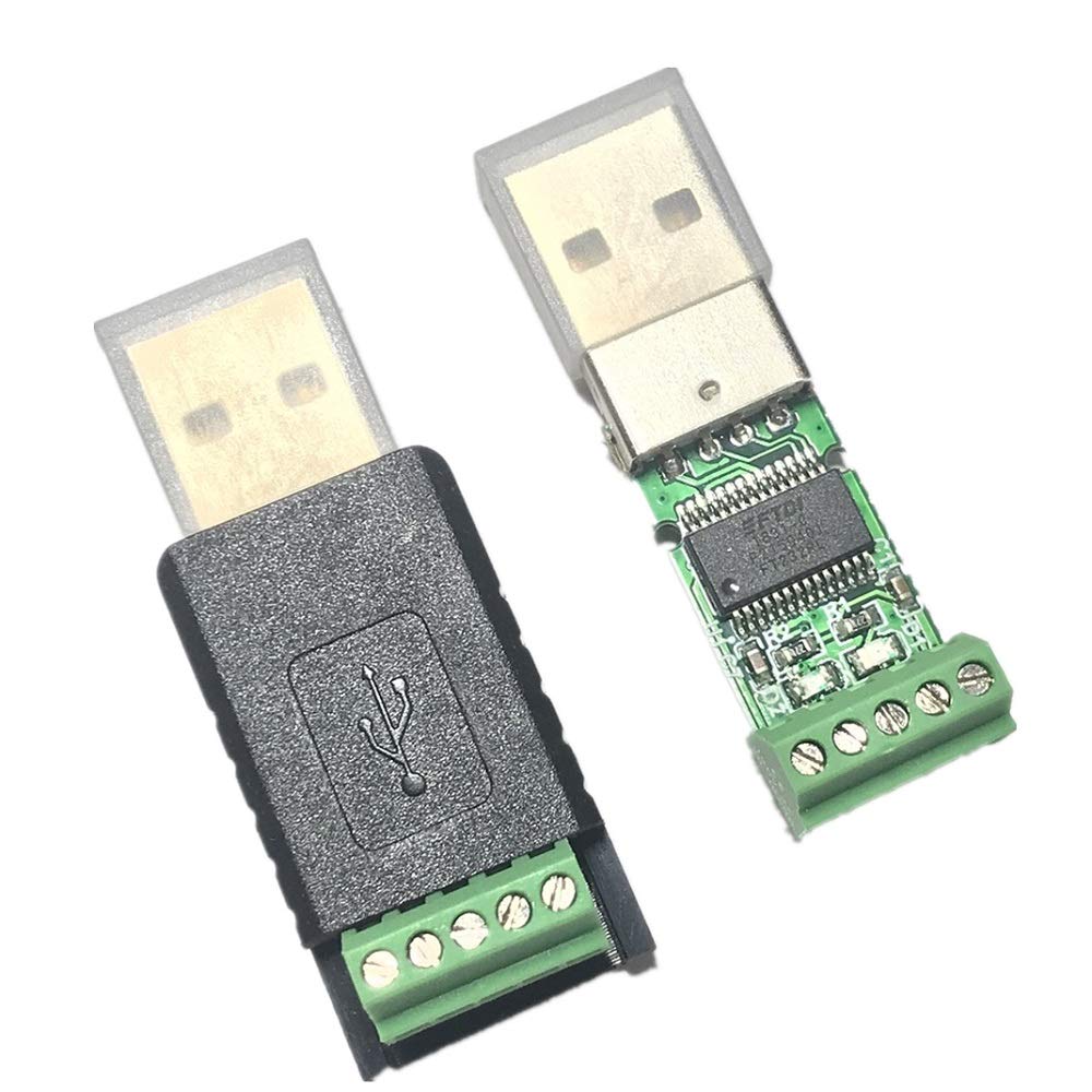 Usb To Rs485 Converter Adapter 3.3V 5V Ftdi Chip With Screw Terminals And Windows Macos Linux Support (Black)