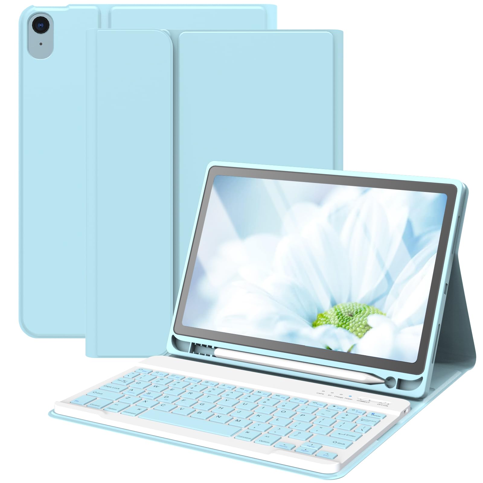 Keyboard Case For Ipad Air 11 Inch M2 2024/ Air 5Th/ 4Th Generation  Detachable Bluetooth Keyboard Case With Pencil Holder   Fli