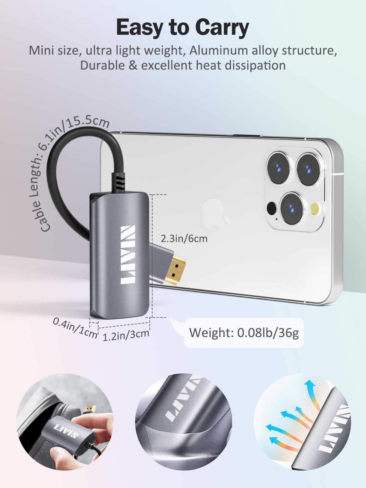 LIVIN HDMI to USB C Adapter 4K@60Hz, HDMI Male to USB C Female for Laptops, Switch, PS4/5, Xbox, Compatible with AR Glasses and More