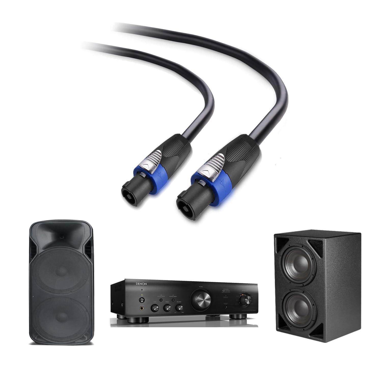 Rocmuzzk 2 Pack 30Ft Pro Speakon To Speakon Cable, Pair 12Awg Patch Cords, Professional Speakon Audio Cable Cord With Nl4Fc Conn