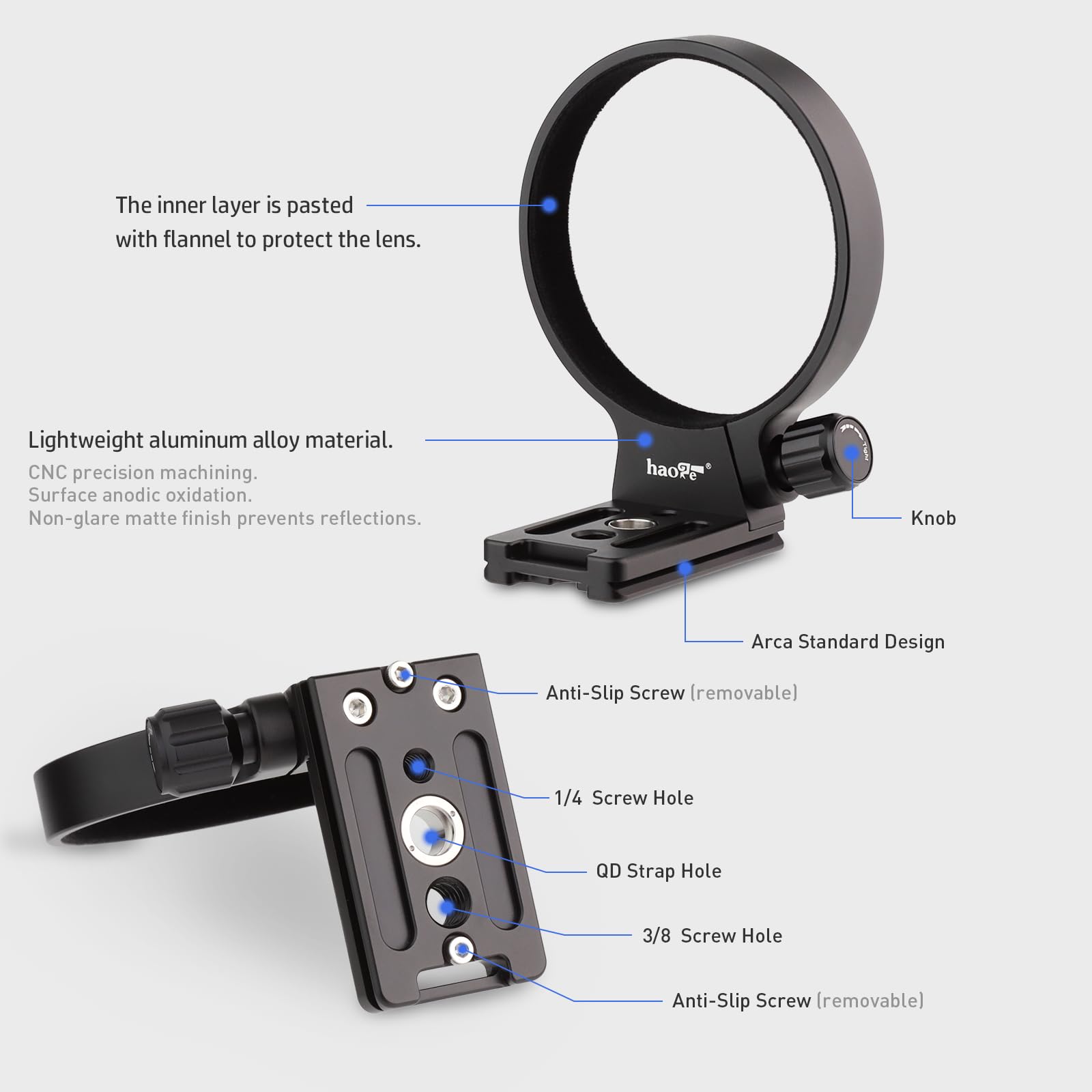 Haoge Tripod Mount Ring For Tamron 35 150 Mm F/2 2.8 Di Iii Vxd A058 Lens And Sigma 100 400Mm F/5 6.3 Dg Os Hsm Lens For Canon Ef Mount And Nikon F Mount Built In Arca Type Plate