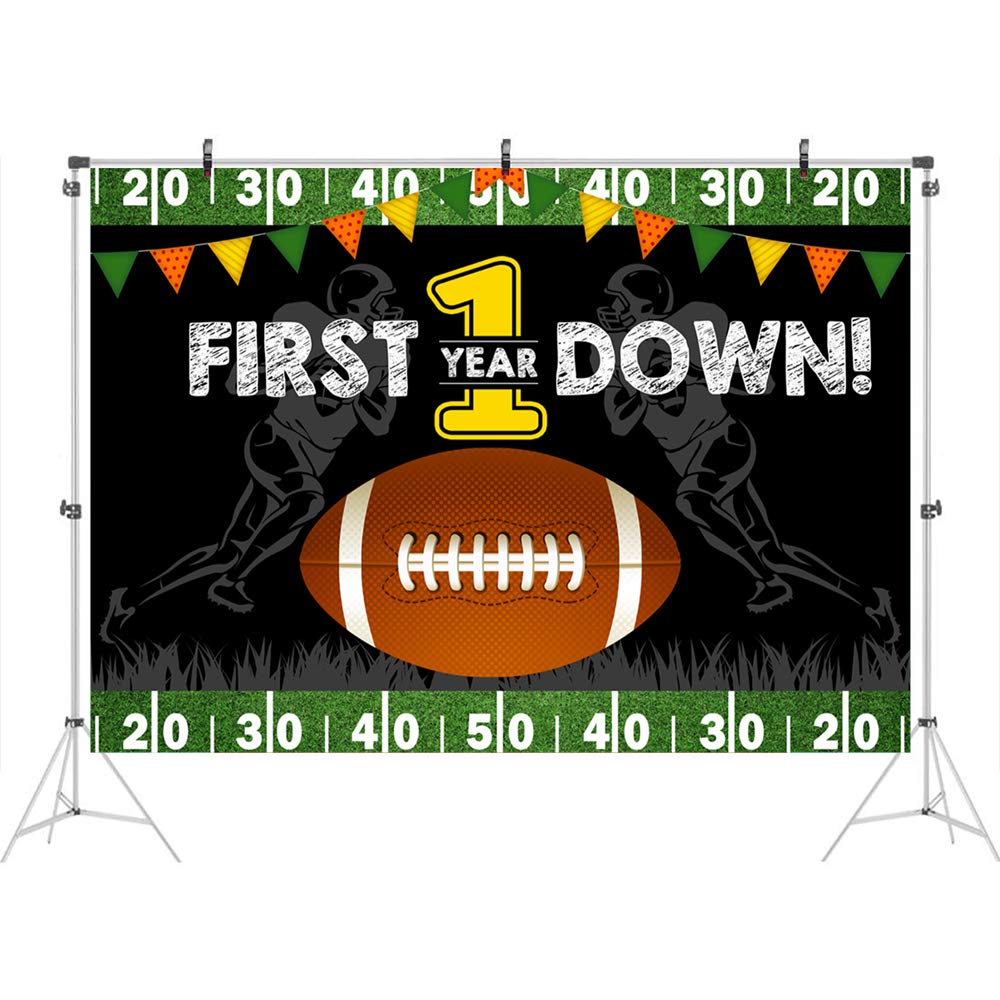 Ticuenicoa Football Themed 1St Birthday Backdrop Happy Birthday Party Decorations For Boy First Down Photography Background For First Birthday Party Newborn Birthday Banner Photo Booth Props 5X3Ft