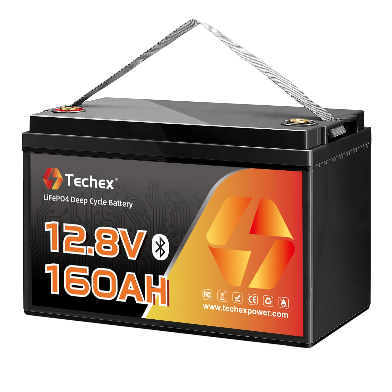TechCella 12V 160Ah LiFePO4 Battery, 150A BMS, Built-in Bluetooth, Group 31, Low Temp Cut Off, Deep Cycle, 12V Lithium Battery f