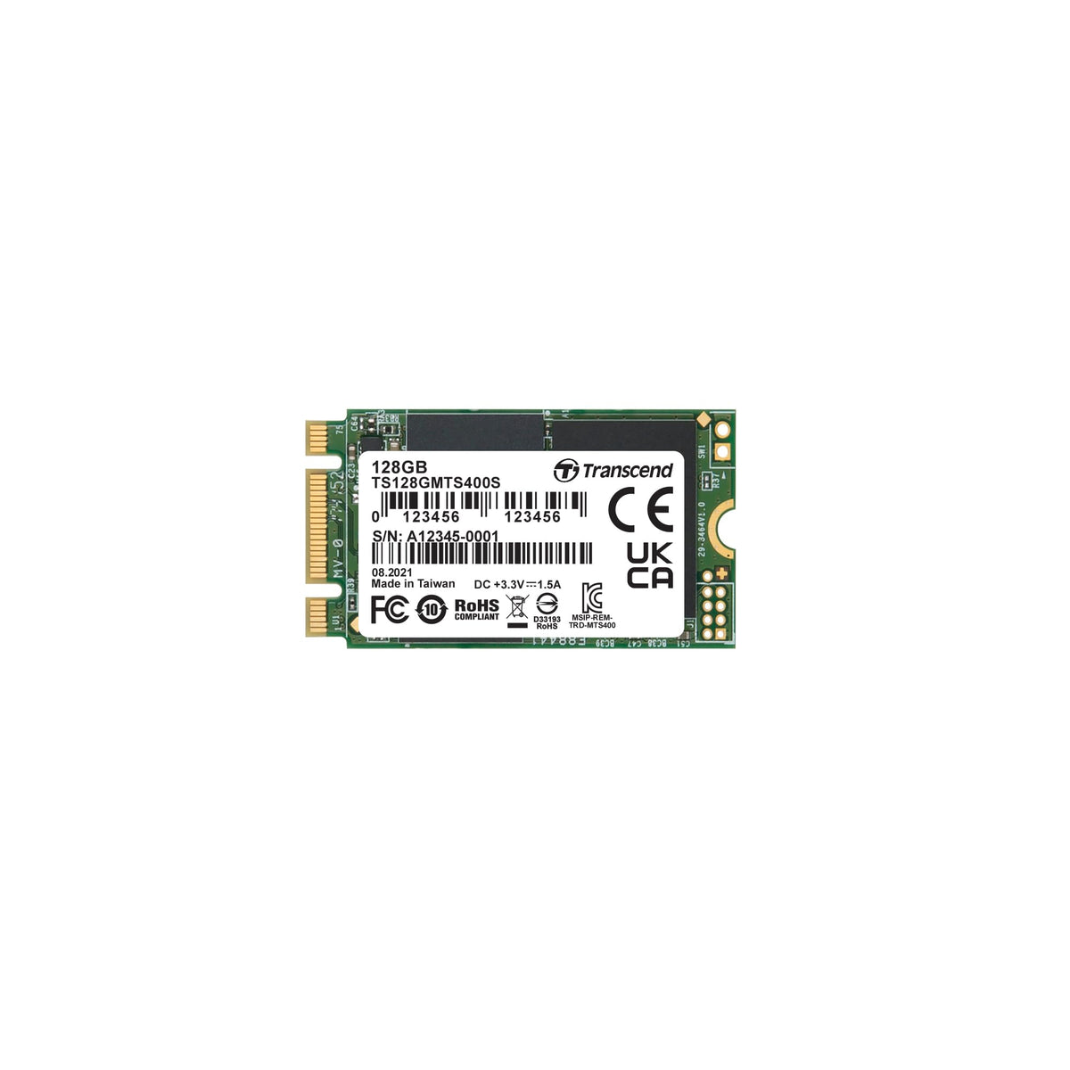 Transcend 128GB SATA III 6Gb/s MTS400 42 mm M.2 SSD Solid State Drive (TS128GMTS400)
