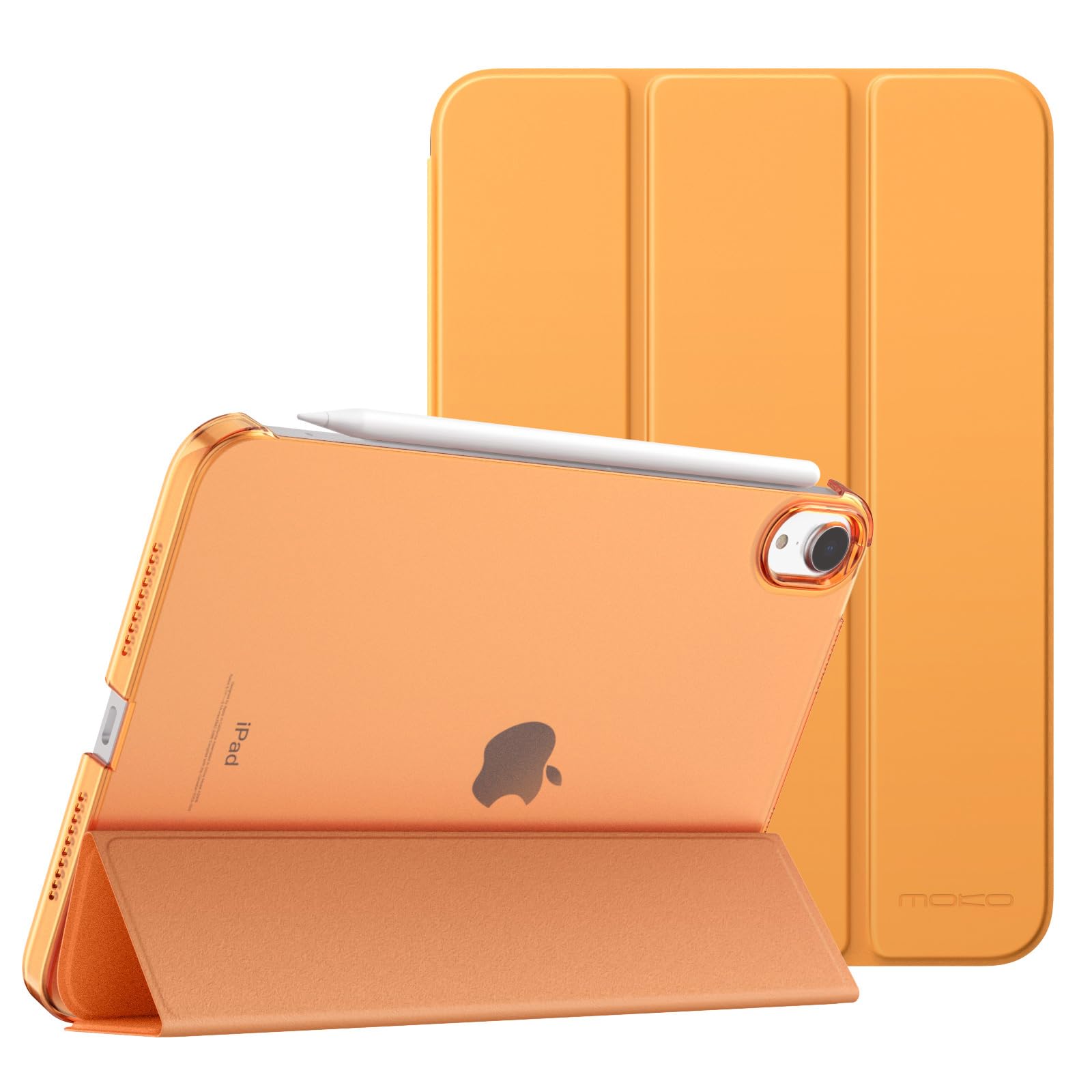 MoKo for iPad Mini 7 (A17 Pro) Case 2024,iPad Mini 6 Case 2021,8.3 inch iPad Mini 7th/6th Generation Case,Slim Lightweight Hard Back Shell Stand Cover for iPad Mini 2024 with Touch ID, Papaya