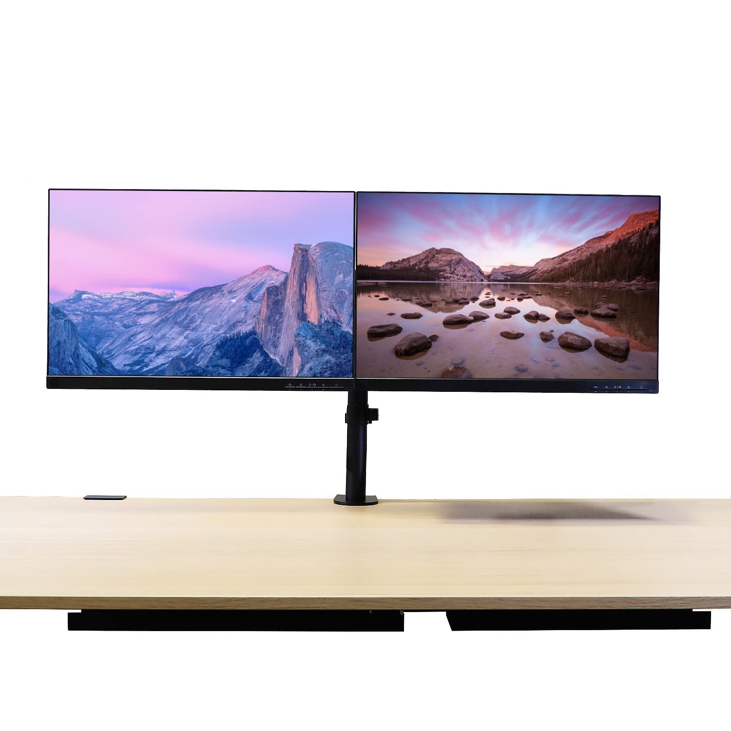 Aeons Dual Monitor Desk Mount Stand, Adjustable Dual Arm Mount Fits 27 Inch Lcd Screen With Vesa, Clamp And Cable Management, Black