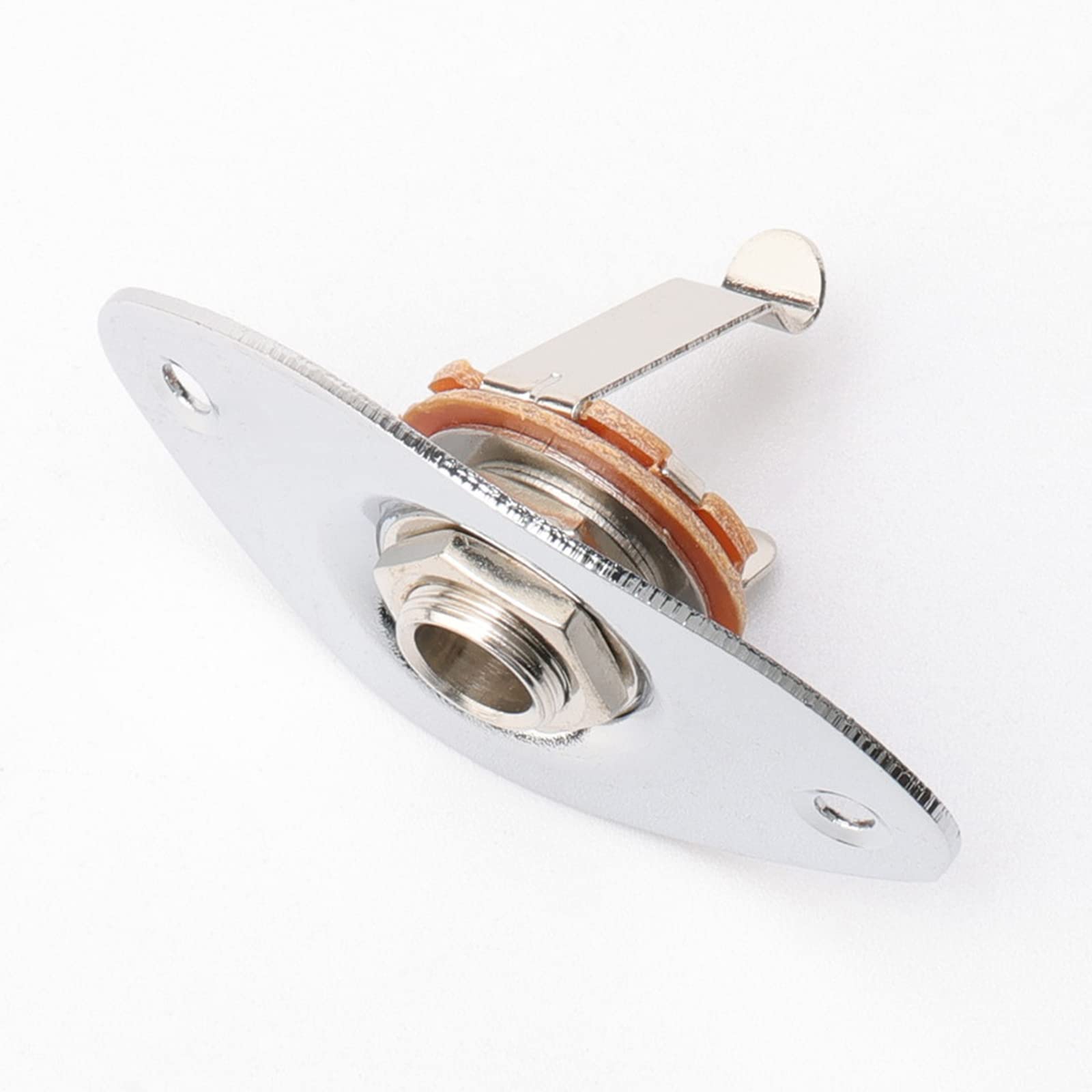 Chrome 1/4Inches (6.35Mm) Guitar Bass Oval Jack Plate Socket Pickup Output Input Indented