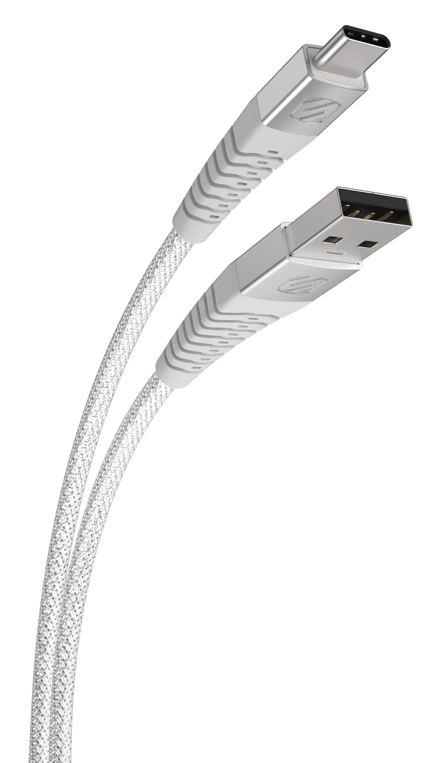 Scosche HDCAB4WT Strikeline 4 ft Braided USB A to USB C Charger Cord, Heavy Duty Fast Charging & Data Transfer Cable for USBC Power Adapter Compatible with Samsung, iPhone & More Type C Devices, White