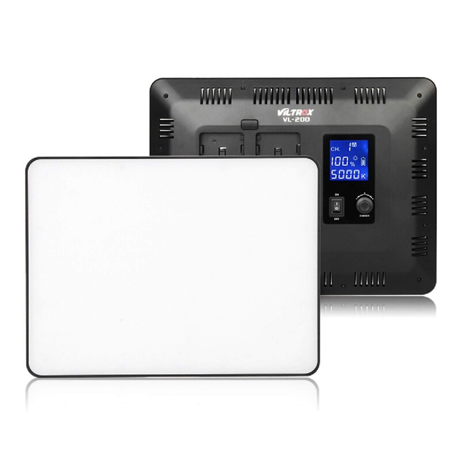 Vl 200T Portable Led Video Light, Ultra Thin Dimmable Studio Photography Lighting Panel With Hot Shoe Adapter/Remote Controller/