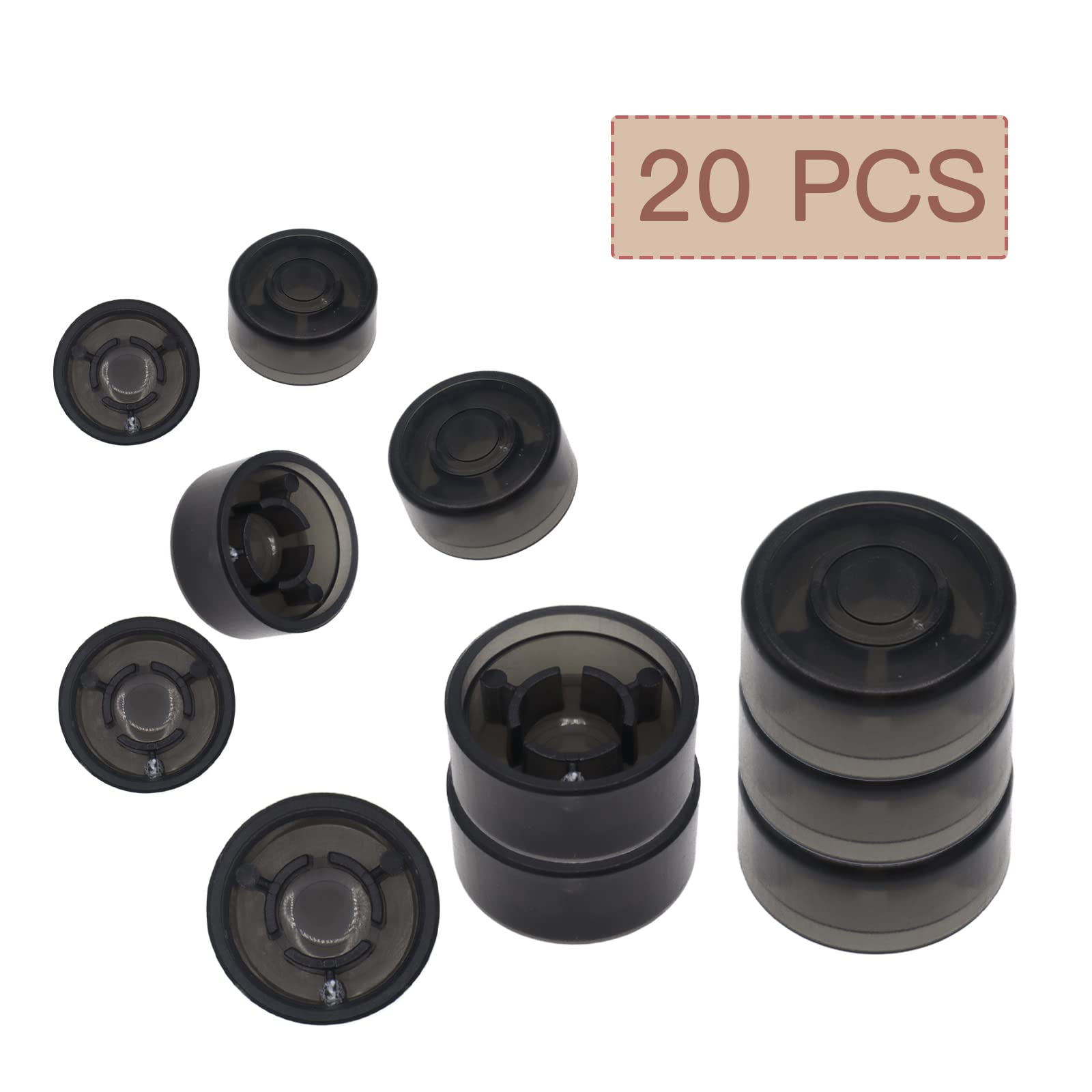Cheerock 20Pcs Black Guitar Effect Footswitch Topper, Guitar Pedals Footswich Protection Caps, Plastic Guitar Pedal Footswitch T