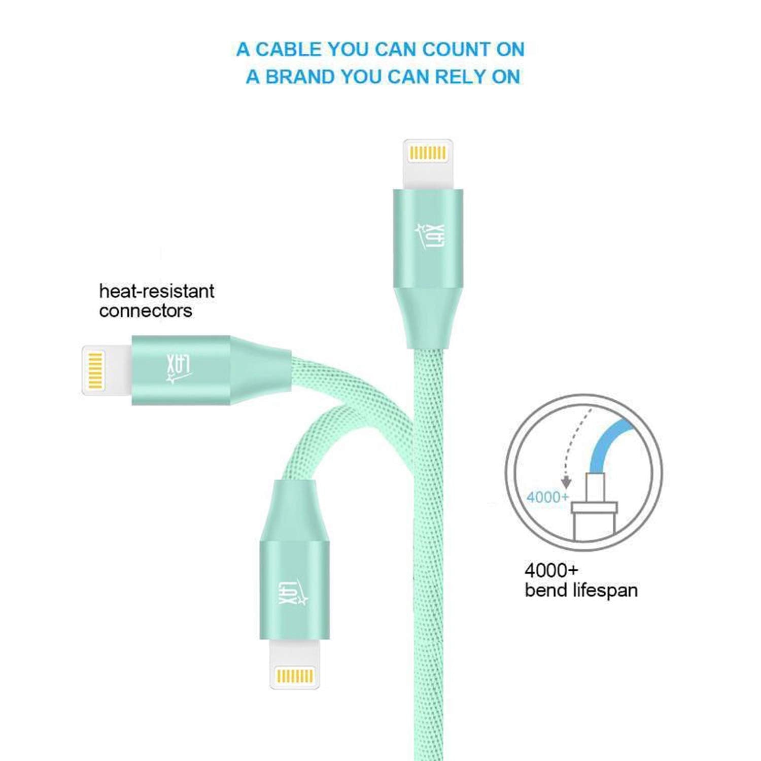 Lax Iphone Charger Lightning Cable - [Mfi Certified] Durable Braided Apple Lightning Usb Cord For Latest Ios Including Iphone 11