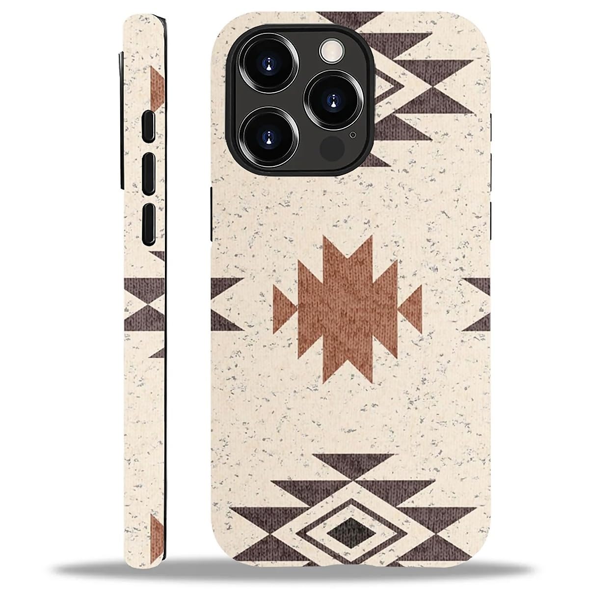 WANKBLC Compatible with iPhone 12 Pro Max Matte Case, Western Boho Aztec Pattern for Girl Full Body Design Soft Silicone Drop Sh