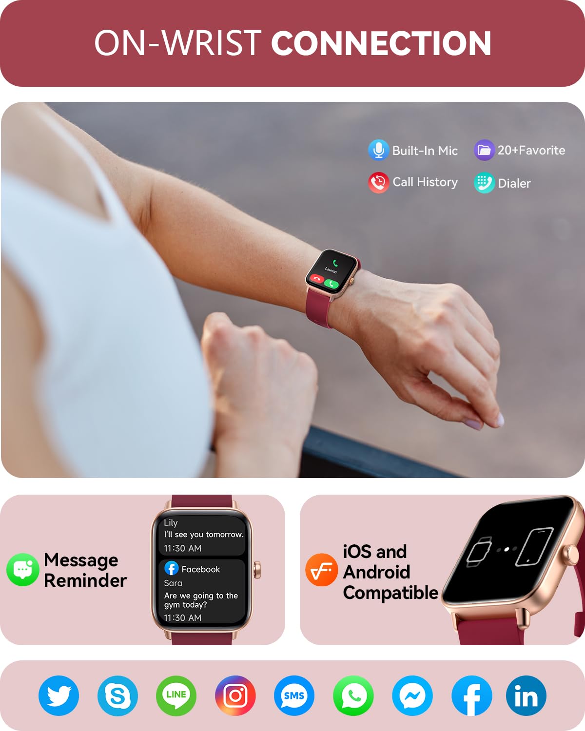 Smart Watch For Women Android & Iphone, 1.8 '' Touch Screen Fitness Tracker With Answer/Make Calls, Alexa Built-In, Smartwatches