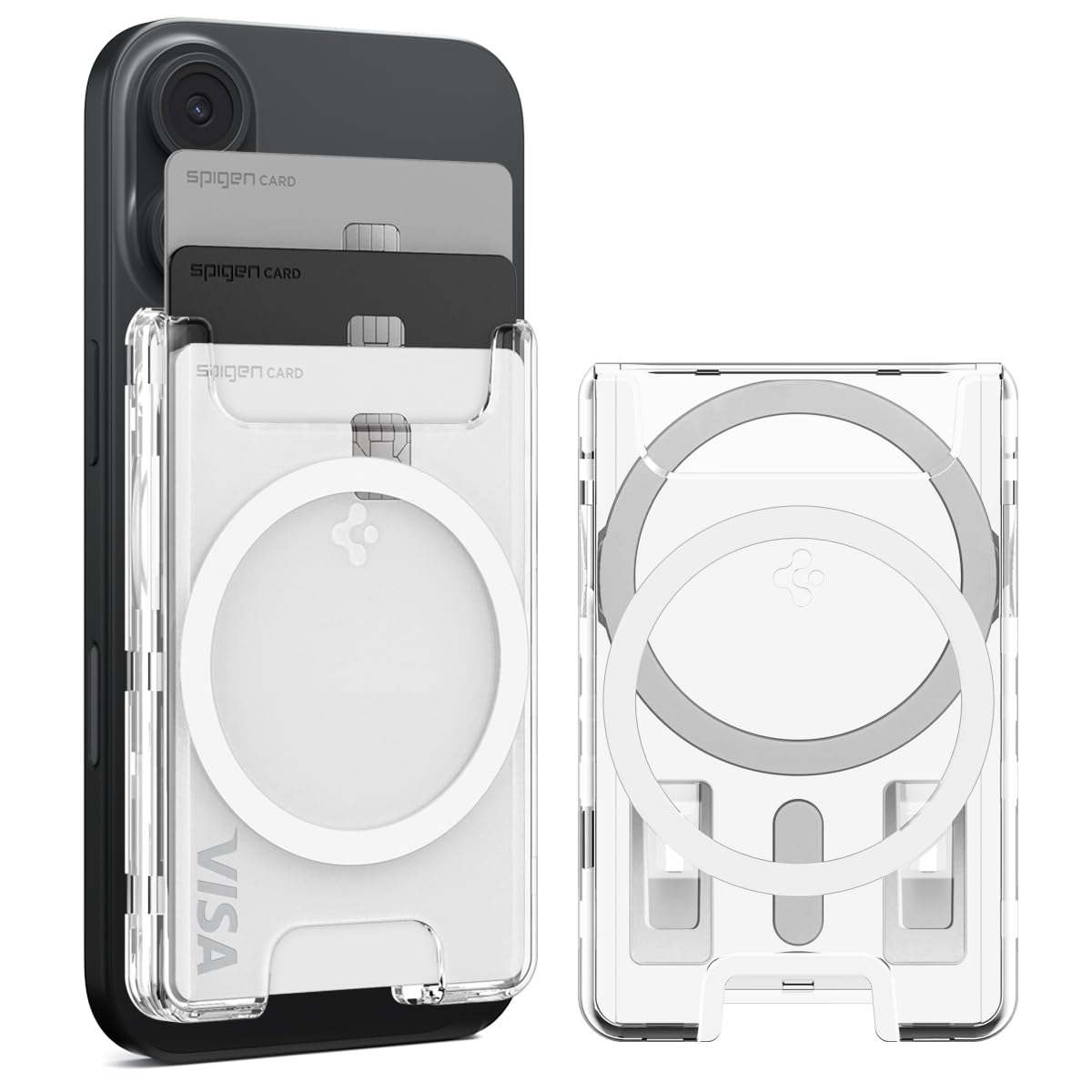 Spigen for MagSafe Wallet, Holds 3 Cards, Compatible with iPhone 17/16/15/14/13/12, Pixel 10 Series, MagSafe-Case, Pixelsnap, an