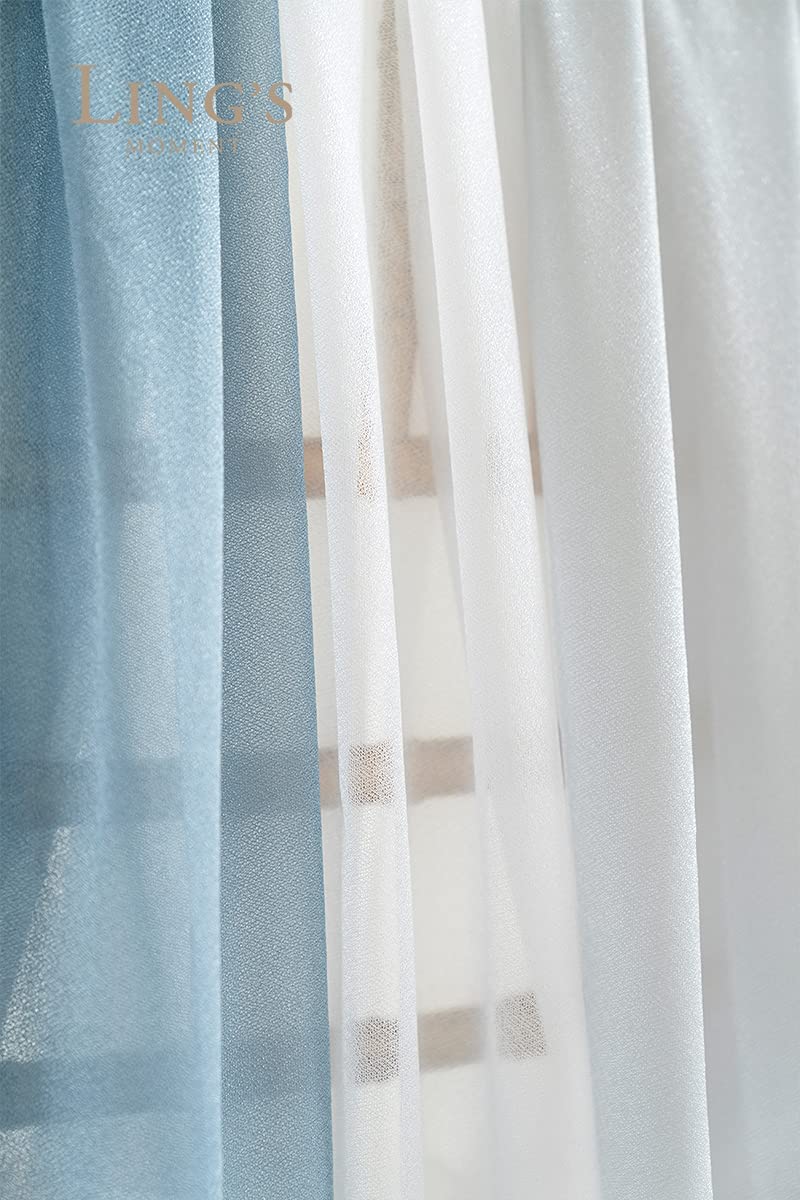 Ling'S Moment 3 Panels 20Ft Blue Wedding Arch Chiffon Draping Fabric, Sheer Hanging Drapes Arrangement For Wedding Ceremony Rece