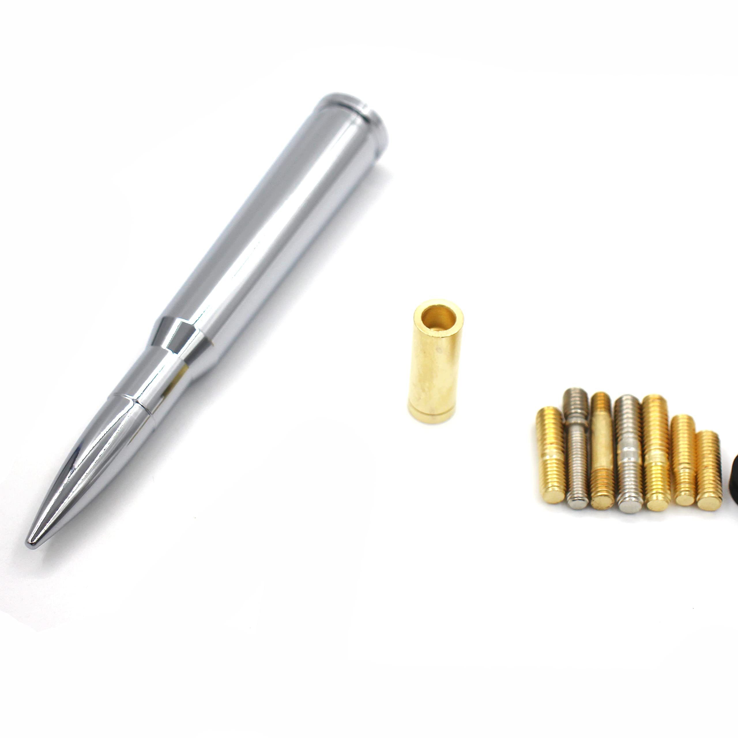 Chrome Stubby Antenna Mast 50 Cal Fit For Car Track Antenna Delete Replacement, Ford F150 F250 F350 Ram 1500 2500 Gmc Denali Chevy Pick Up